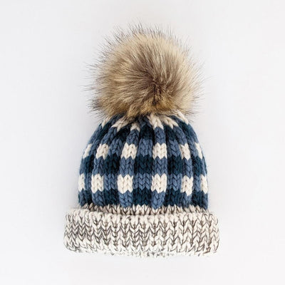 Buffalo Check Knit Hat - Atlantic by Huggalugs Accessories Huggalugs   