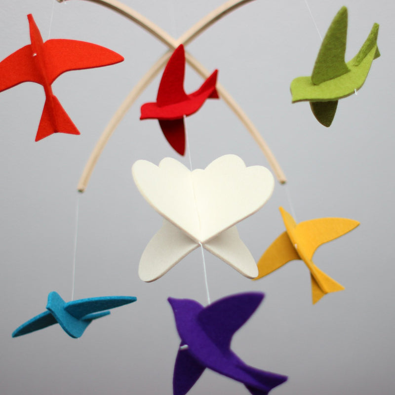 Felt Mobile - Rainbow Birds by Dundry Hill Decor Dundry Hill   