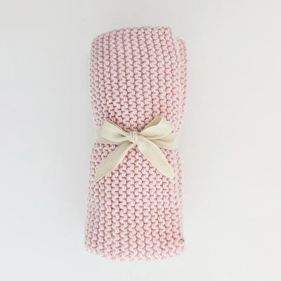 Garter Stitch Knit Blanket by Huggalugs Bedding Huggalugs Blush  