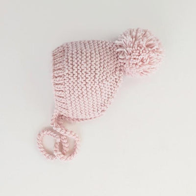 Garter Stitch Knit Bonnet - Blush by Huggalugs Accessories Huggalugs   