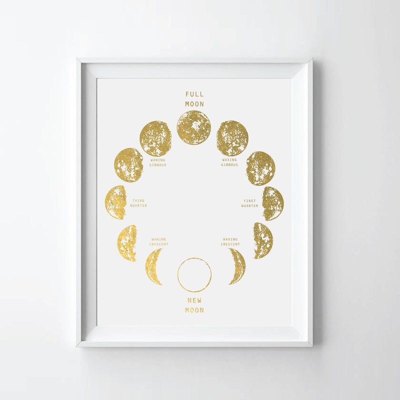 Moon Phase II - Gold Foil Art Print by Uyeno Miyoshi Decor Uyeno Miyoshi   