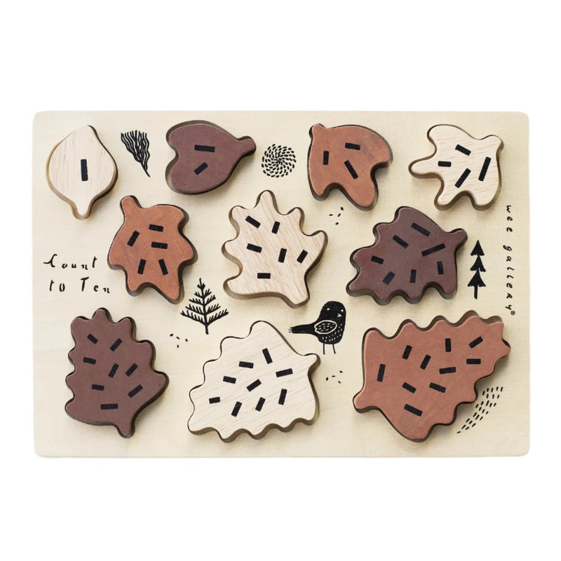 Wooden Tray Puzzle - Count to 10 Leaves by Wee Gallery Toys Wee Gallery   