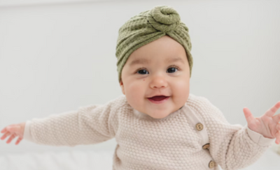 Knotted Waffle Baby Turban - Olive by Golden Dot Lane Accessories Golden Dot Lane   