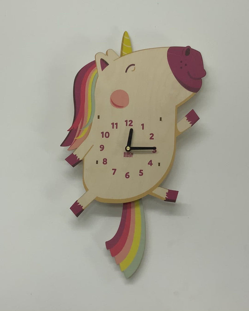 Dolly the Unicorn Double Pendulum Clock by Birch Robot Decor Birch Robot   