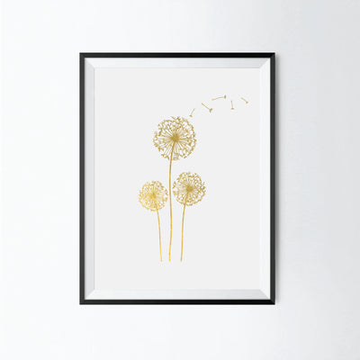 Dandelion - Gold Foil Art Print by Uyeno Miyoshi Decor Uyeno Miyoshi   