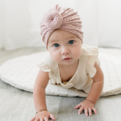 Eyelet Bun Baby Turban - Dusty Rose by Golden Dot Lane Accessories Golden Dot Lane   