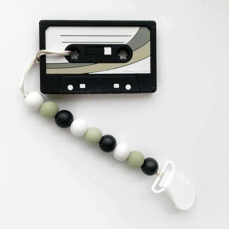 Cassette Tape Teether with Colored Clip - Black by Gummy Chic Toys Gummy Chic   