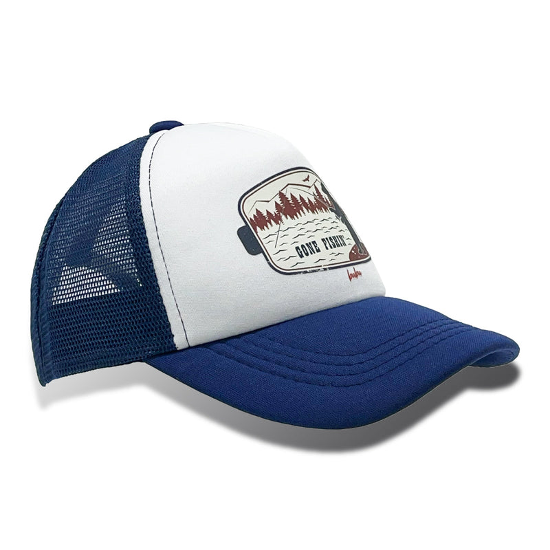 Gone Fishin Trucker Hat - White/Navy by Bubu