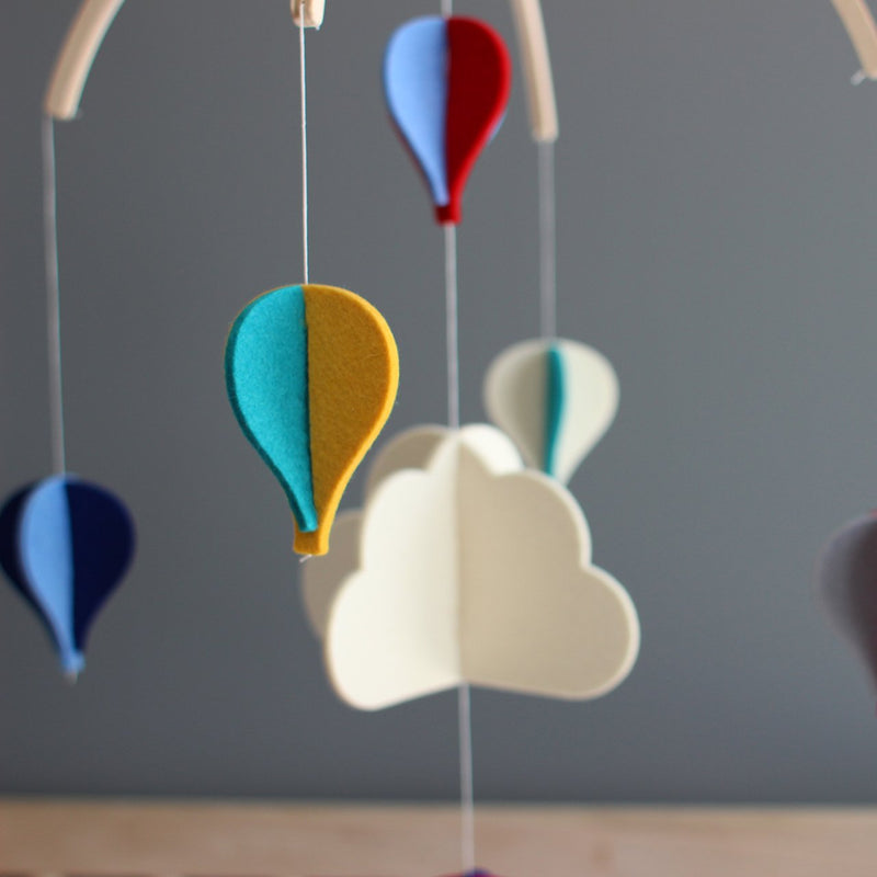 Felt Mobile - Rainbow Hot Air Balloons by Dundry Hill Decor Dundry Hill   