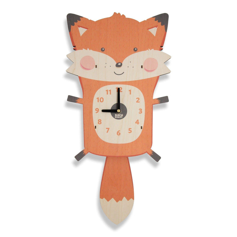 Hunter the Fox Single Pendulum Clock by Birch Robot Decor Birch Robot   