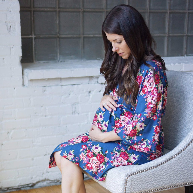 Mama Robe - Mabel Floral Blue by May and Joy Apparel May and Joy   