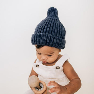 Peak Knit Beanie Hat - Indigo by Huggalugs Accessories Huggalugs   