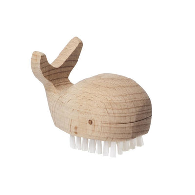 Wooden Whale Nail Brush by Kikkerland Bath + Potty Kikkerland   