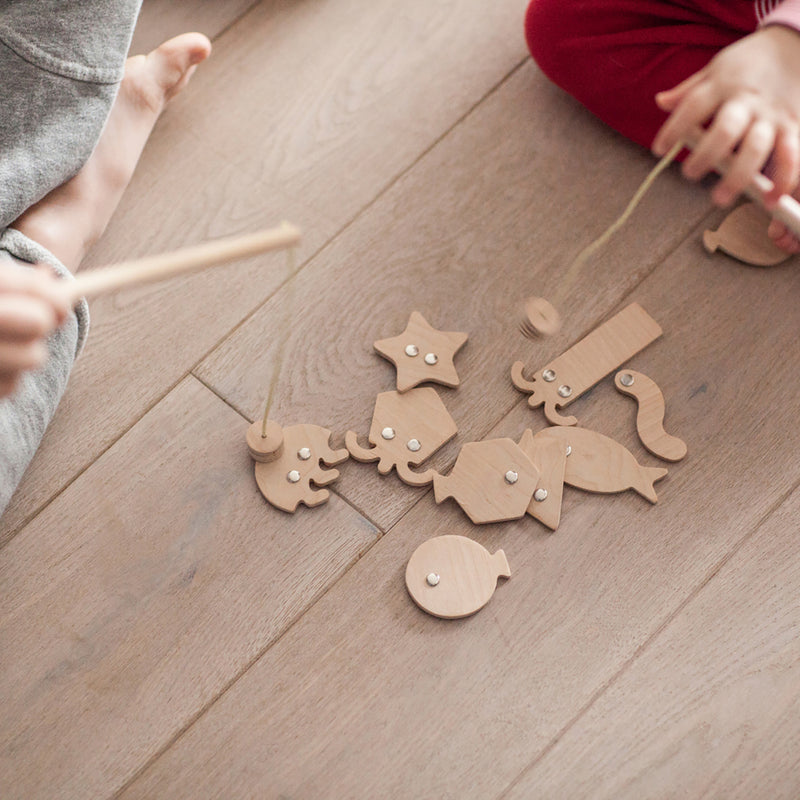 Geometric Fish Wooden Game with Magnets - Natural Finish by Babai Toys BABAI   