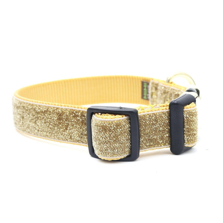 Starlight Glitter Velvet Dog Collar - Gold by Mimi Green Pets Mimi Green   