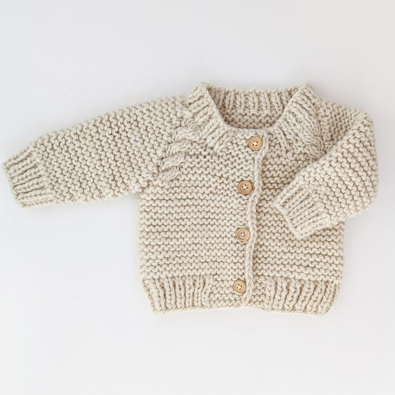 Garter Stitch Cardigan - Natural by Huggalugs Apparel Huggalugs   