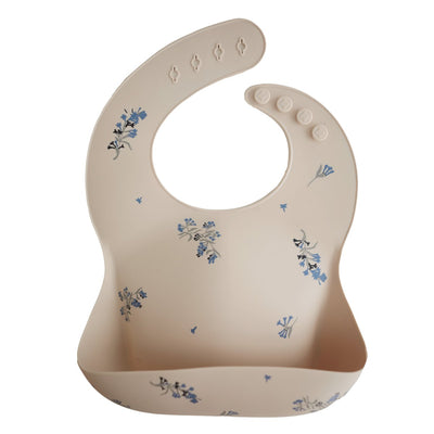 Silicone Baby Bib - Lilac Flowers by Mushie & Co Nursing + Feeding Mushie & Co   