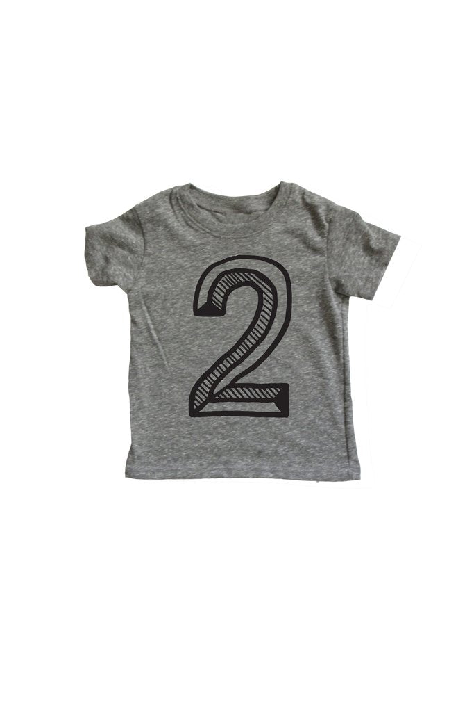 Number Two Tee by Mochi Kids Apparel Mochi Kids Grey  