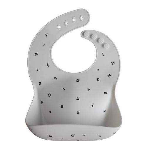 Silicone Baby Bib - Letters White by Mushie & Co Nursing + Feeding Mushie & Co   