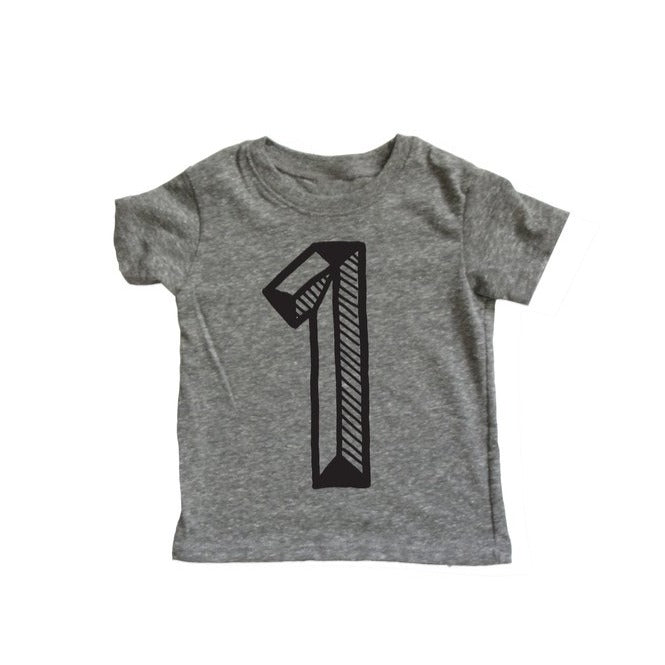 Number One Tee by Mochi Kids Apparel Mochi Kids Grey  