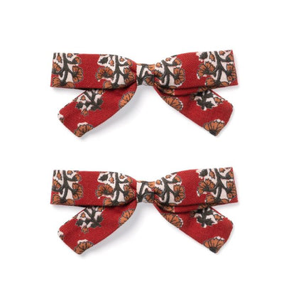 Bow Set - Red Block Print by Lali Kids Accessories Lali Kids   