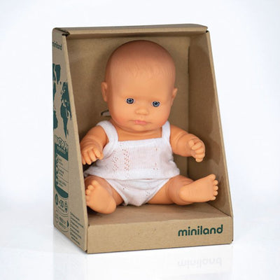 Newborn Baby Doll Caucasian Boy 8 1/4" by Miniland Toys Miniland   