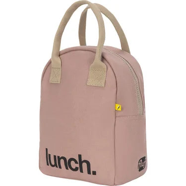 Zipper Lunch Bag - 'Lunch' in Mauve/Pink by Fluf