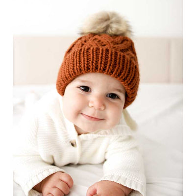 Pop Pom Pom Knit Hat - Chili by Huggalugs Accessories Huggalugs   