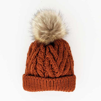 Pop Pom Pom Knit Hat - Chili by Huggalugs Accessories Huggalugs   