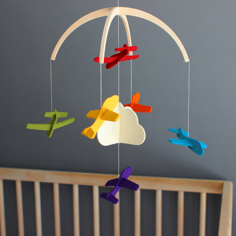 Felt Mobile - Rainbow Airplanes by Dundry Hill Decor Dundry Hill   