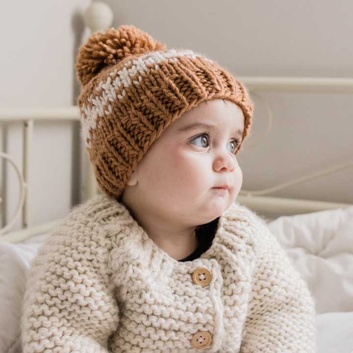 Rebel Pecan Knit Hat by Huggalugs Accessories Huggalugs   