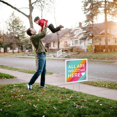 All Are Welcome Here Yard Sign - English / Minnesota Decor All Are Welcome Here   