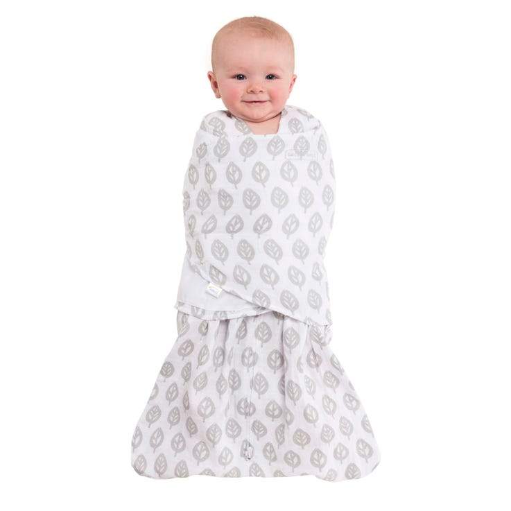 Cotton Muslin SleepSack Swaddle - Gray Leaves by Halo Bedding Halo Innovations   