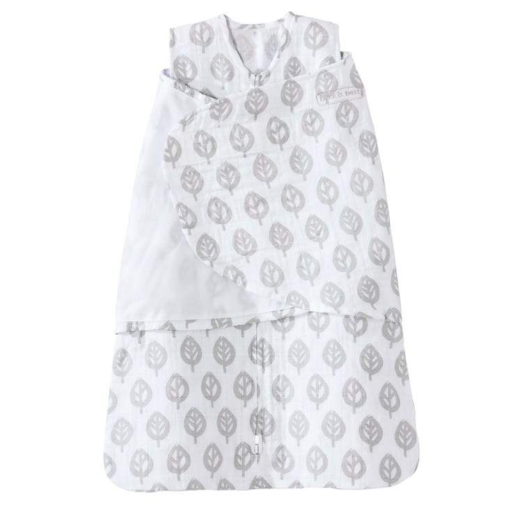 Cotton Muslin SleepSack Swaddle - Gray Leaves by Halo Bedding Halo Innovations Newborn  