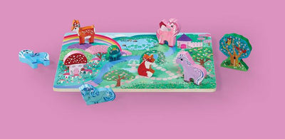 Let's Play 16 Piece Wood Puzzle - Unicorn Garden by Crocodile Creek Toys Crocodile Creek   