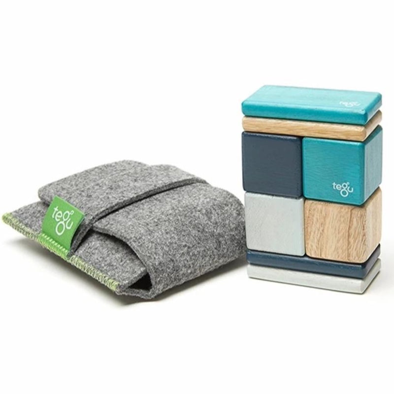 Magnetic Block Set 8 Pc Original Pocket Pouch - Blues by Tegu Toys Tegu   