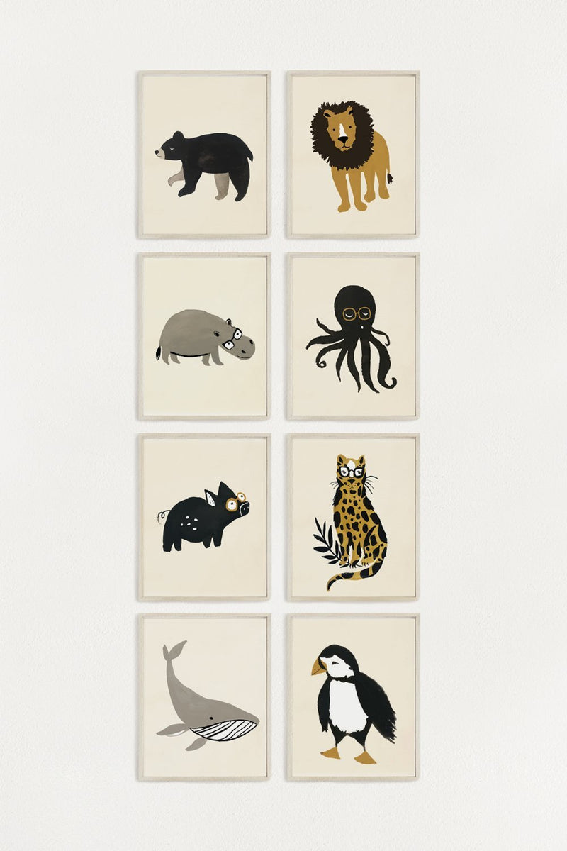 Zoology Art Print 8 Pack - 5x7 by Clementine Kids Decor Clementine Kids   