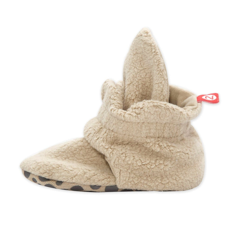 Cozie Fleece Gripper Booties - Khaki by Zutano Shoes Zutano   